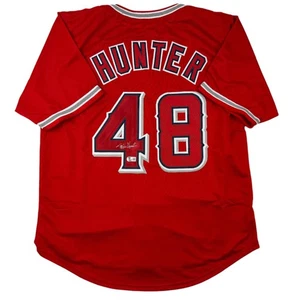 Autographed/Signed Torii Hunter Los Angeles Anaheim Red Jersey Beckett BAS COA - Picture 1 of 4