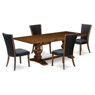 East West Furniture Lassale 5-piece Wood Dining Set in Walnut/Black - Image 1 of 4