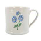 Viola Mug,Ceramic White Flower Mug w/Butterfly, Blue Floral Coffee Tea Mug
