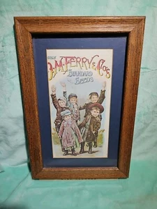 Original Vintage 1891 D.M. Ferry & Co. Samen Antik Bild 12 x 8 Eiche gerahmt - Bild 1 von 3