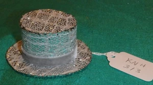 Silver Sparkle Alligator Paper Top Hat, Gray Velvet Band for 11"-12" doll KNH313 - Picture 1 of 5