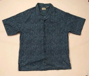 Vintage LL Bean Hawaiian Shirt Mens Medium Geometric Tiki Aztec Tribal Funky - Picture 1 of 7