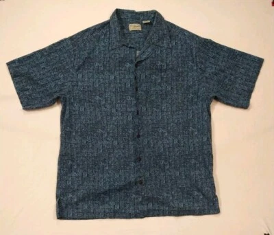 Vintage LL Bean Hawaiian Shirt Mens Medium Geometric Tiki Aztec Tribal Funky - Image 1 of 4