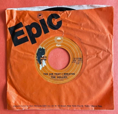 The Hollies -45RPM- The Air That I Breathe, No More Riders - Promo - Epic - 1974 - Image 1 of 4