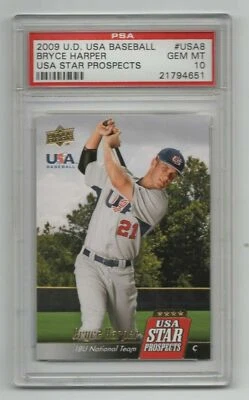 2009 UD USA Baseball * Star Prospects * Rookie * Bryce Harper * #USA 8 * PSA 10 - Image 1 of 2
