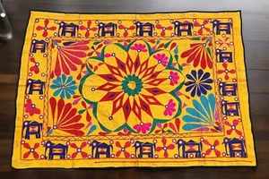 41" x 30" Hand-Embroidered Textile Art Medium Size Ethnic Boho Home Decor - Picture 1 of 4