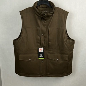 NEW Ariat Mens Abilene Vest Sz XXL Brown Wren Heather Insulated Full Zip Snaps - Picture 1 of 12