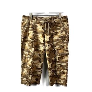 Joie Womens Tan Cargo Short Camo Camouflage Cotton Drawstring Low Rise 8