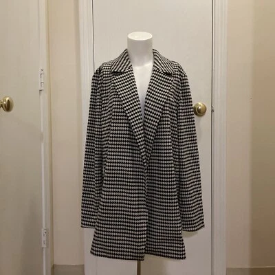 NWT Ann Taylor Houndstooth Business Career Open Front Cardigan Blazer Sz Large - Image 1 of 4