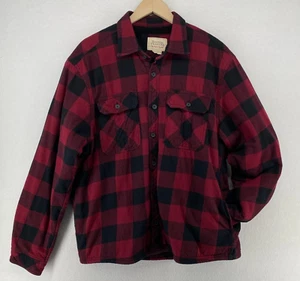 BOSTON TRADERS Shirt Men XL Fleece Lined   Buffalo Check Button Down Shacket Red - Picture 1 of 13