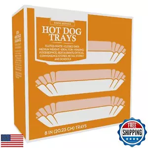 1500 Paper Hot Dog Trays | White Hot Dog Wrappers | 8 Inch Hotdog Tray Holder - Picture 1 of 5