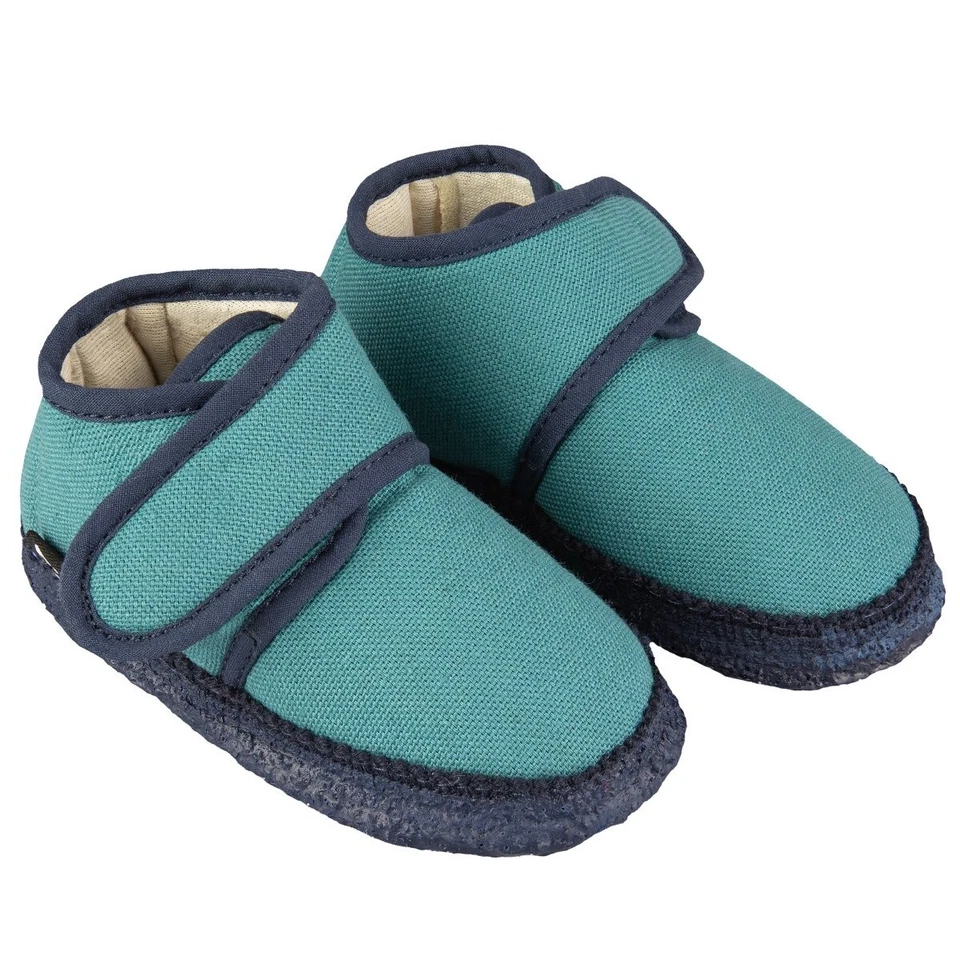 Nanga Luna Baby Hausschuh Lauflerner Klett petrolblau Gr.18-25