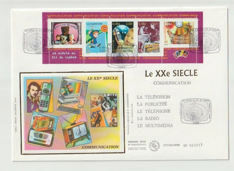 France 2001 SG3710 5v FDC NHM The 20th-century (3rd) Forms of Communication - Image 1 of 1