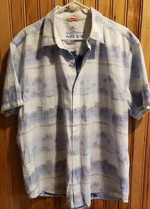 Tommy Bahama Mens XL Blue White Palm Leaves Cotton Blend  Hawaiian Shirt Relaxed - Picture 1 of 9