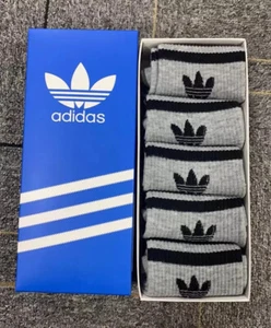 Paquete de 5 pares de calcetines informales de tubo medio de algodón unisex Adidas - Imagen 1 de 9