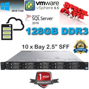 Dell PowerEdge R620 Xeon E5-2690 3.80GHz Turbo 128GB DDR3 240GB SSD- 2x900GB 10K - Picture 1 of 4