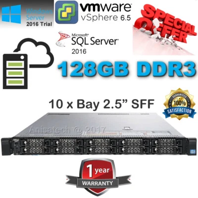 Dell PowerEdge R620 Xeon E5-2690 3.80GHz Turbo 128GB DDR3 240GB SSD- 2x900GB 10K - Image 1 of 4