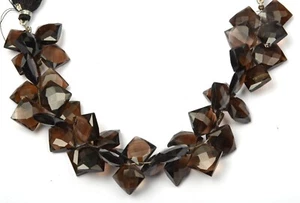 Smokey Quartz Gemstone Beads 8 Inch Strand 13x13-15x15 MM Faceted Square Shape - Picture 1 of 4