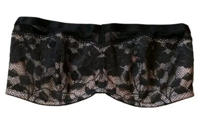 Sujetador Betsey Johnson 34D sin tirantes Radiance Star negro encaje sin forro con aros Foto 1 de 4