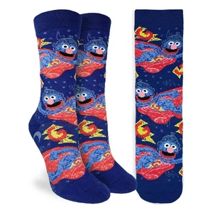 Sesame Street Super Grover Women's Crew Socks Size 9-11 Good Luck Fashion New - Picture 1 of 1