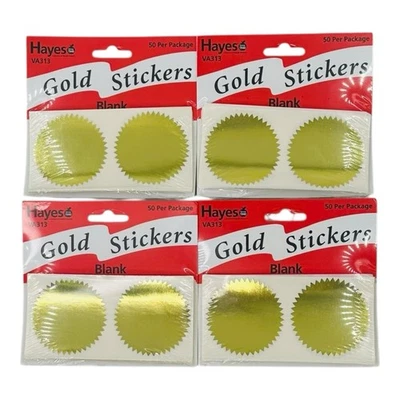 Sellos de certificado de oro brillante en blanco de 200 unidades sellos de etiqueta de premio de lámina redondos de 2" de diámetro Foto 1 de 4