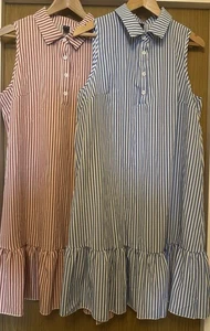 Two Sun Dresses Striped Red/White and Blue/White Size XL Sleeveless Knee Length - Picture 1 of 12