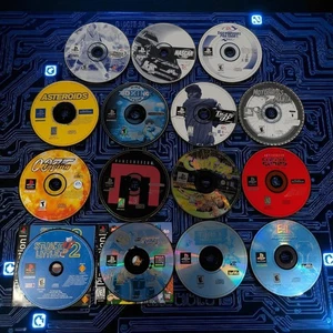 16 PS1 DISC ONLY Lot Rugrats E. T. Motorcross Nascar Namco Museum Asteroids  - Picture 1 of 7
