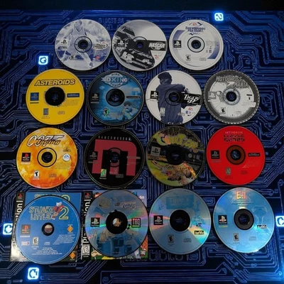 16 PS1 DISC ONLY Lot Rugrats E. T. Motorcross Nascar Namco Museum Asteroids  - Image 1 of 4
