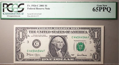 Lot PCGS Certified 4 Gem $1 Dollar RADARS 44544544 Matching Serial Numbers - Image 1 of 4