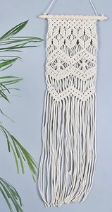 Hand Knitted Cotton Creamy White Macrame Wall Hanging Handmade Retro Home Decor - Foto 1 di 3