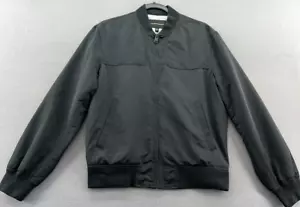 Club Monaco Jacket Small Black Full Zip Knit Trim Full Zip Bomber - Picture 1 of 10