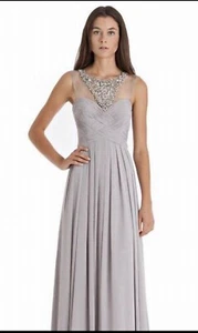 JS Collections Rhinestone Beaded Gown Sz 12 Grey NWT Reg Price 325.00 - Picture 1 of 6
