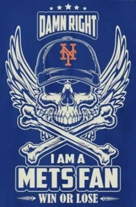 2 NY New York Mets Damn Right Skull Waterproof Vinyl Stickers 5 x 3.5 Decals - Picture 1 of 1
