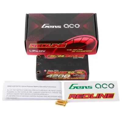 Gens Ace Redline 4200mAh 7.6V Shorty 140C 2S HardCase RC Car HV Lipo Battery - Image 1 of 4