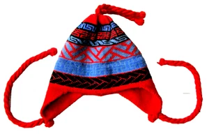 Rote Skimütze Beanie Wolle Vintage lässig Ohrenklappe 90er Made Wintermütze erstklassig Strick - Bild 1 von 3