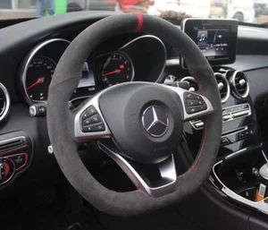 Mercedes A Klasse W176 A35 A45 Wildleder rot gestreift Performance Lenkradabdeckung - Bild 1 von 2
