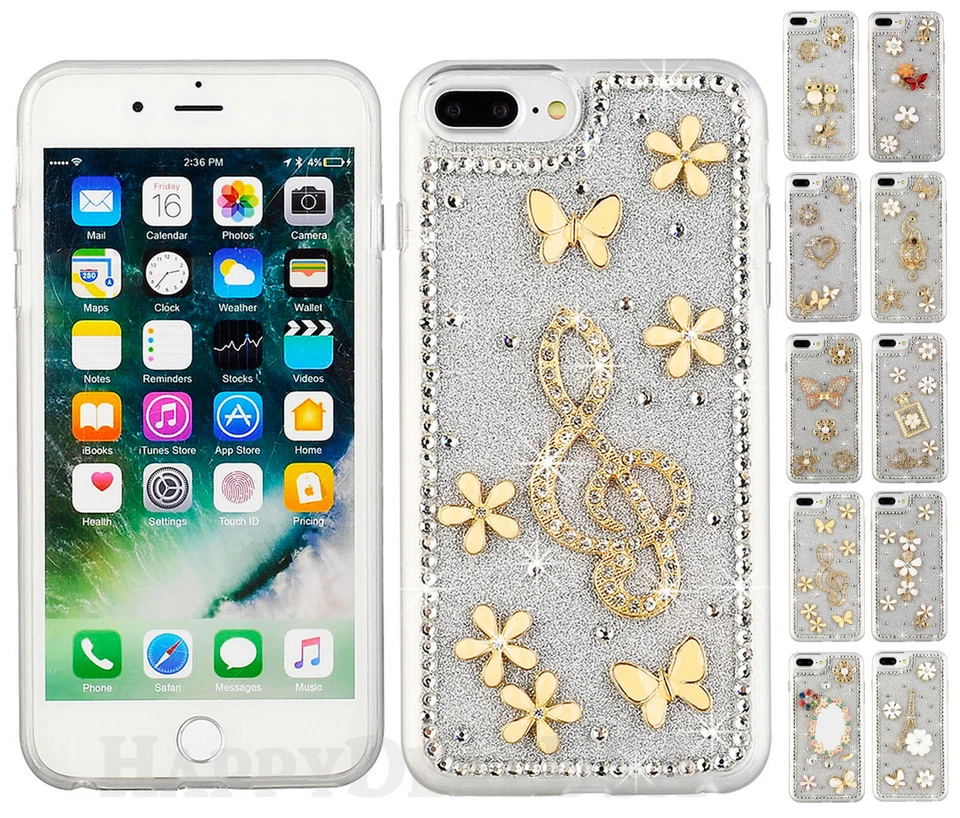 For Apple iPhone 7 Plus | 8 Plus Diamond Rhinestone Pearl TPU Cover Case Design - Image 1 of 1