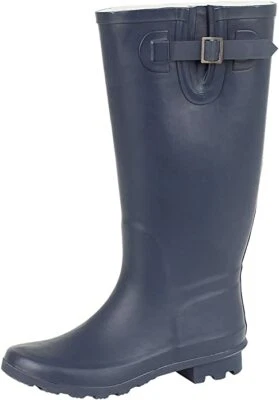 Whitehaven Womens Waterproof Wellington Wellies Boots Wide Calf Navy Blue UK 3-8