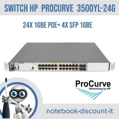 SWITCH  Hp Procurve 3500yl-24g  J8692A  24x 1GbE PoE+ 4x SFP 1GbE Managed switch - Immagine 1 di 4