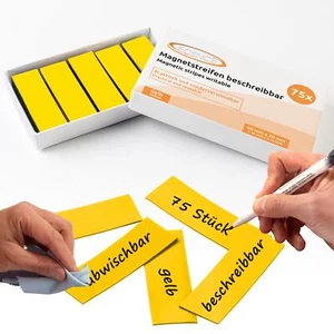 75 magnetic strips recordable labels magnets signs yellow 60x20mm - Picture 1 of 6
