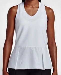 NIKE NIKECOURT Court White Peplum Racerback Tennis Tank Top NEW Womens Sz M - Picture 1 of 5