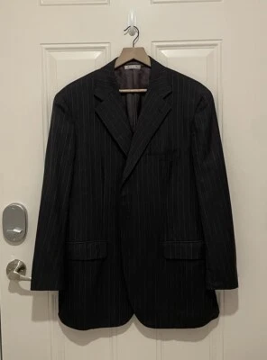 Belvest Men’s Pinstripe Wool & Cashmere Suit Jacket 44R. Made In Italy - Image 1 of 4