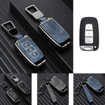 Zinc Alloy Leather Car Key Case Cover For Kia Sportage Forte Soul Optima Sorento Foto 1 de 4