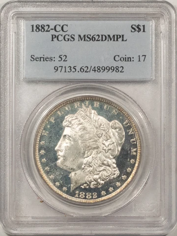 1882-CC MORGAN DOLLAR - PCGS MS-62 DMPL, ULTRA DEEP! CARSON CITY! Cover