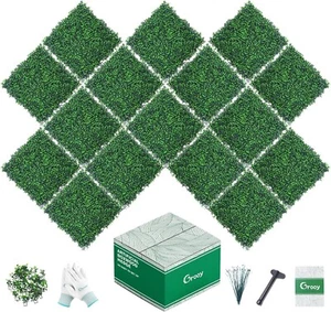 16PCS Artificial Boxwood Grass Wall Panels Backdrop 20"x20" for Indoor Outdoor - Picture 1 of 7