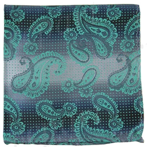 New Men's poly Pocket Square Hankie Handkerchief green paisley wedding formal - Picture 1 of 2