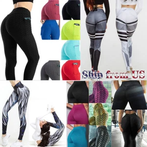 Lady's Butt Lift Yoga Pants High Waist Leggings Ruched Workout Booty Trousers US - Picture 1 of 110