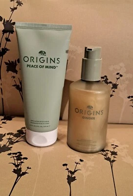 Origins Peace of Mind Exfoliating Body Scrub & Ginger Burst Hand & Body Wash NEW - Image 1 of 4