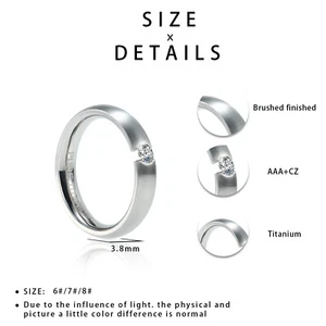 Couple Cubic ZIrconia Wedding Bands Engagement Rings Fashion Rings for Men - Picture 1 of 2