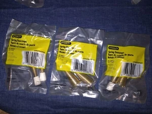 6 Stanley Spring Doorstop 81-9050 Brass Finish 3" White Stopper 3pk of 2 - Picture 1 of 4
